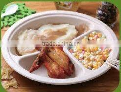 eco-friendly biodegradable 3 compartments Sugarcane Bagasse Plate
