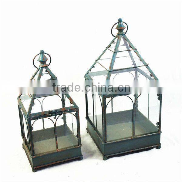 Vintage gray metal conservatory with glass for wholesale garden