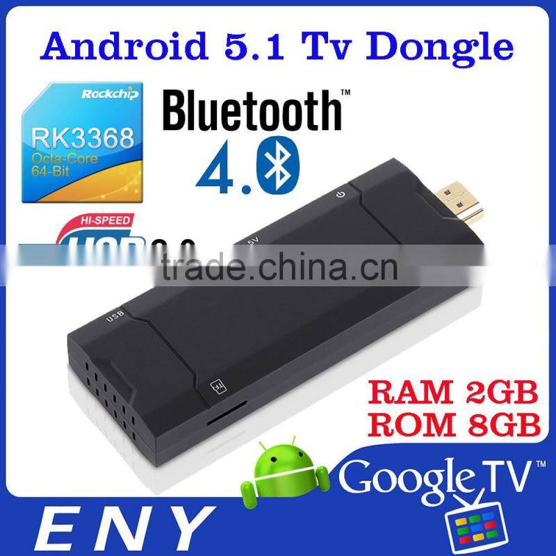 Android 5.1 Octa Core Android TV Stick RK3368 64Bit CPU BT 4.0 Kodi 4K2K ENYBOX A1RK3368 TV Dongle Android 6.0