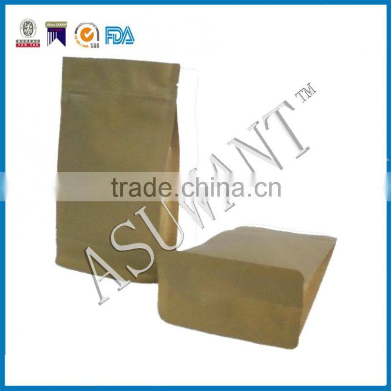 Factory price square bottom Kraft paper bag for tea packing