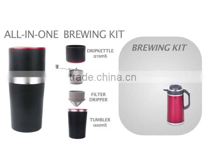 Portable all in one coffee maker with double wall stainless steel tumbler