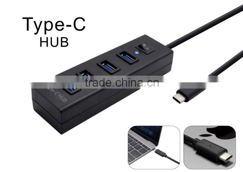 Forida 2015 NEW 4-port Type C hub with power switch USB3.0 HUB
