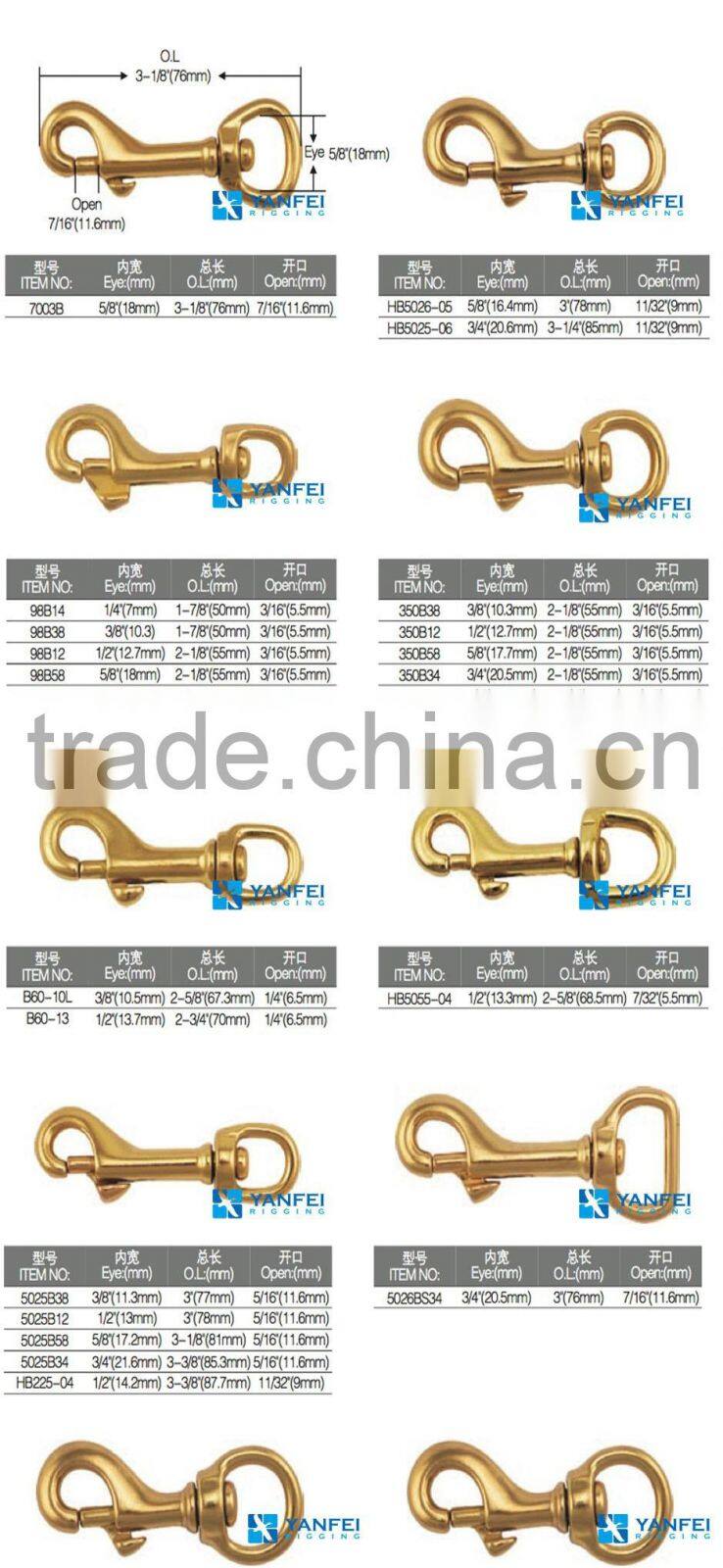 Solid Brass Swivel Eye Bolt Snap Hook