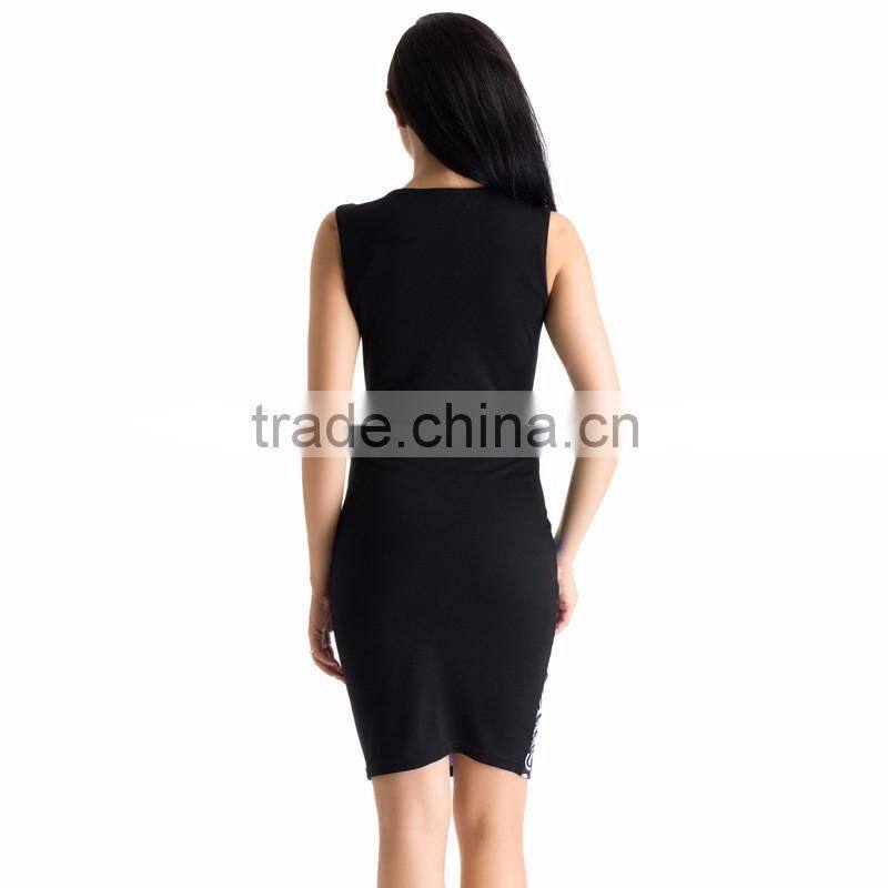 Woman Sleeveless Floral Printed Blue&White Bodycon Square Neck Line Dress A line Cocktail Dress