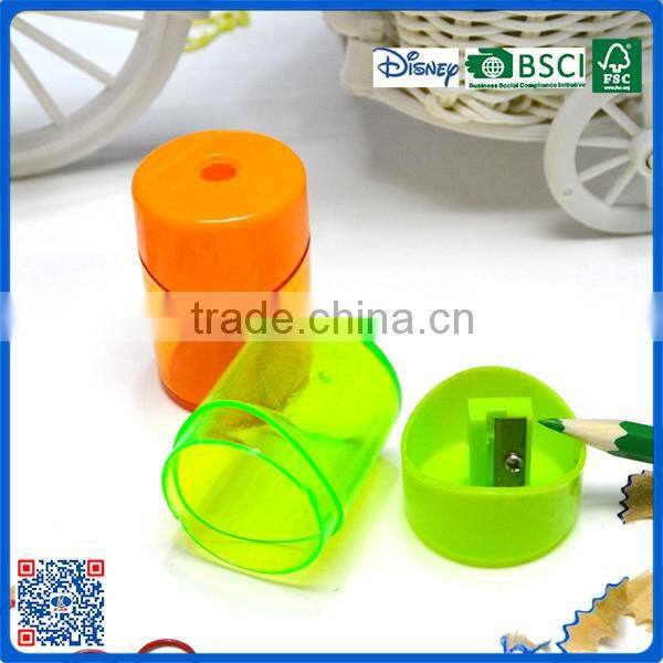 2016 wholesale school round plastic one hole sharpener with customized logo for students