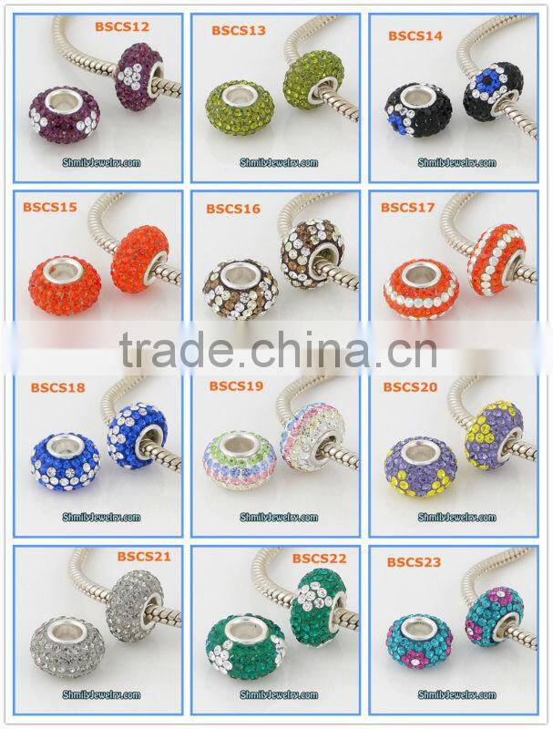 Wholesale Silver Spacer Charm Beads With Purple CZ Crystals BCZ55