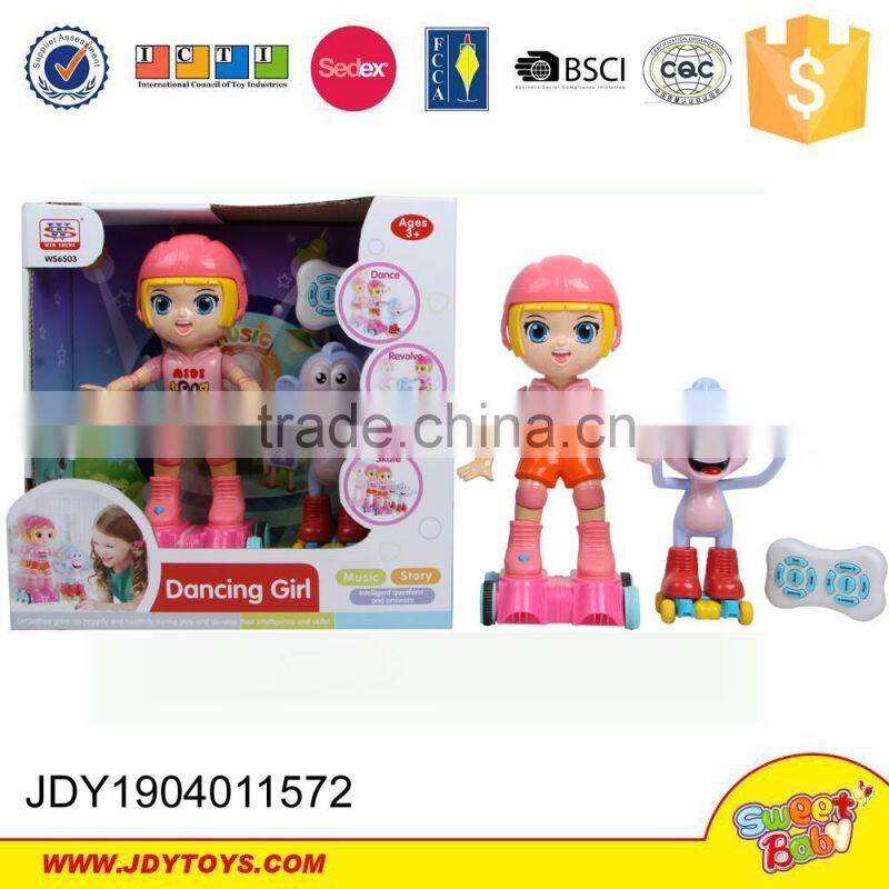 New product remote control toy revolve dancing girl with light and music