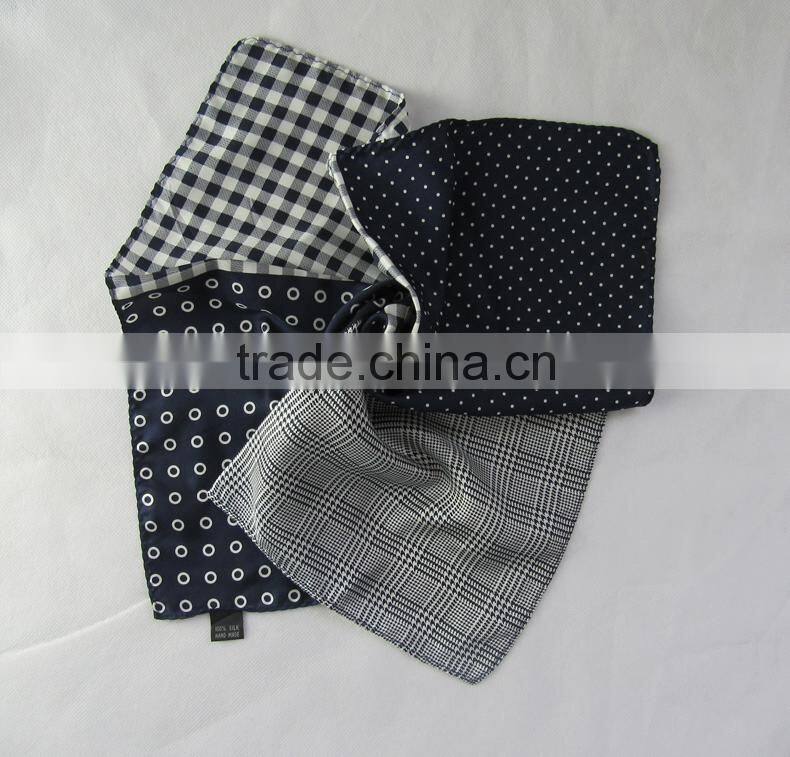 Customize silk scarf/handkerchief/pocket square with printing, hot-sale fashion suit handkerchief for business men