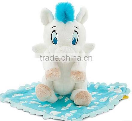 baby plush stuffed white horse toy with blanket