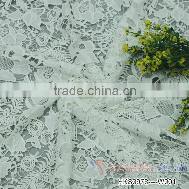 Chemical fabric embroidery design bridal white floral lace fabric