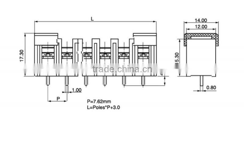 UTL Factory For Sale 2 To 24 Pins PBT Ul94V0 Types Of Electric Pcb Screw Terminal Block Connector Pitch 7.62mm