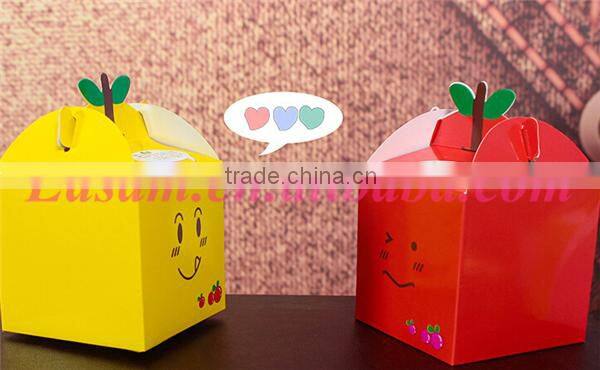 Christmas custom cute smiling face apple box gift,small packaged gift box