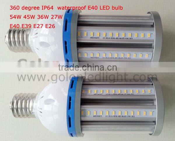36W E40 led bulb IP64 waterproof e40 led light 45w 54W 27W 36W E40 led corn light