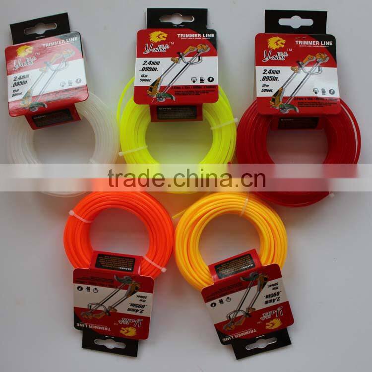 2.4mmX15m Grass Trimmer Line Nylon Trimmer Line With Packing Head Card