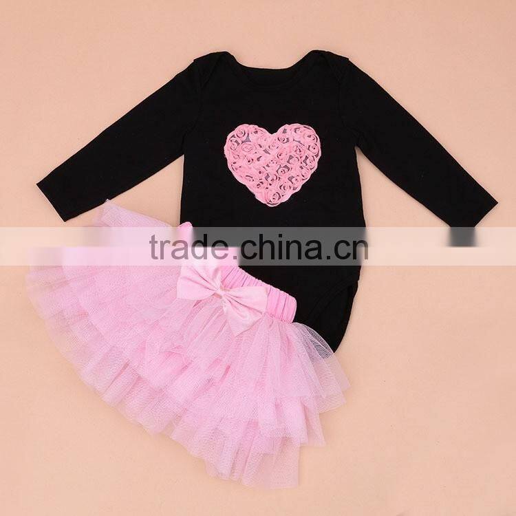 crown pink romper skirt wholesale baby girl clothes set