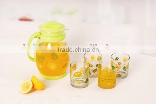 beautiful design 5pcs Glass drinking bottle and cups for tableware