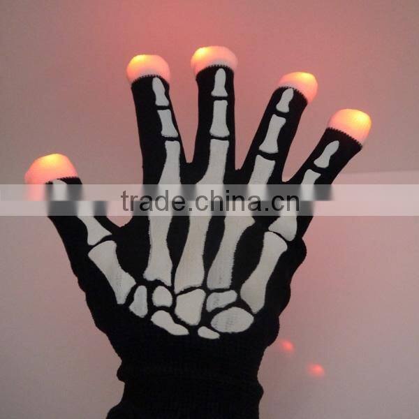 2016 Led Light Up Skull Glove/Handmade Led Finger Glove,led glove light