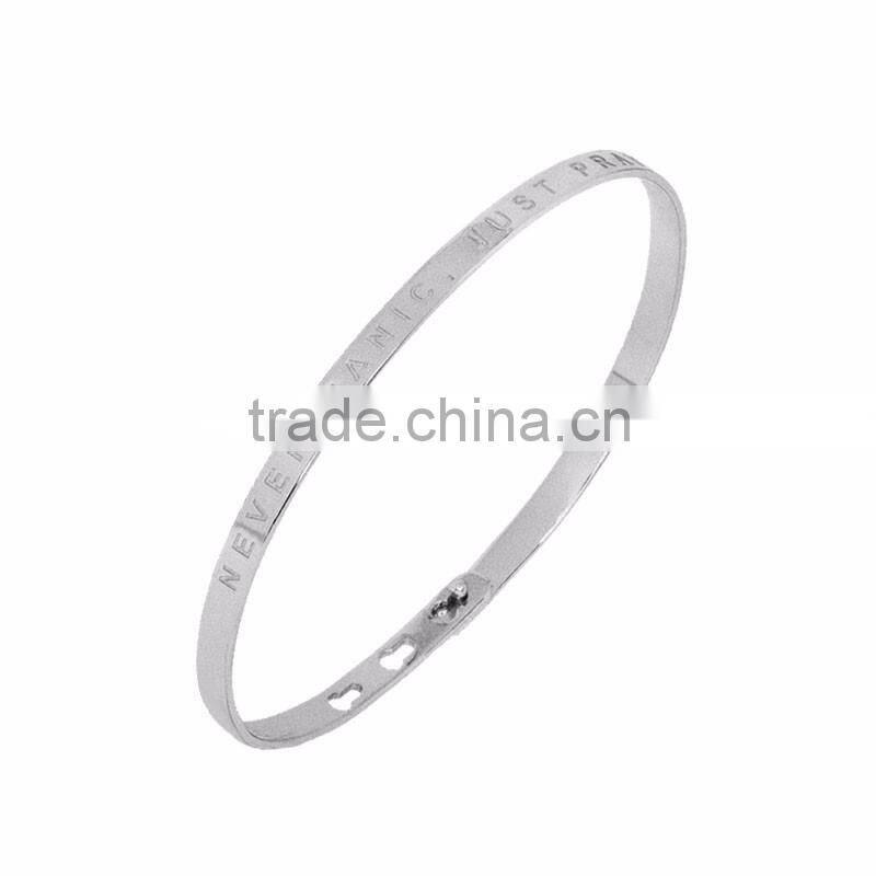 Memories Bangles with Customize Design Word 'NEVER PANIC, JUST PRAY' with 4mm/7mm Width