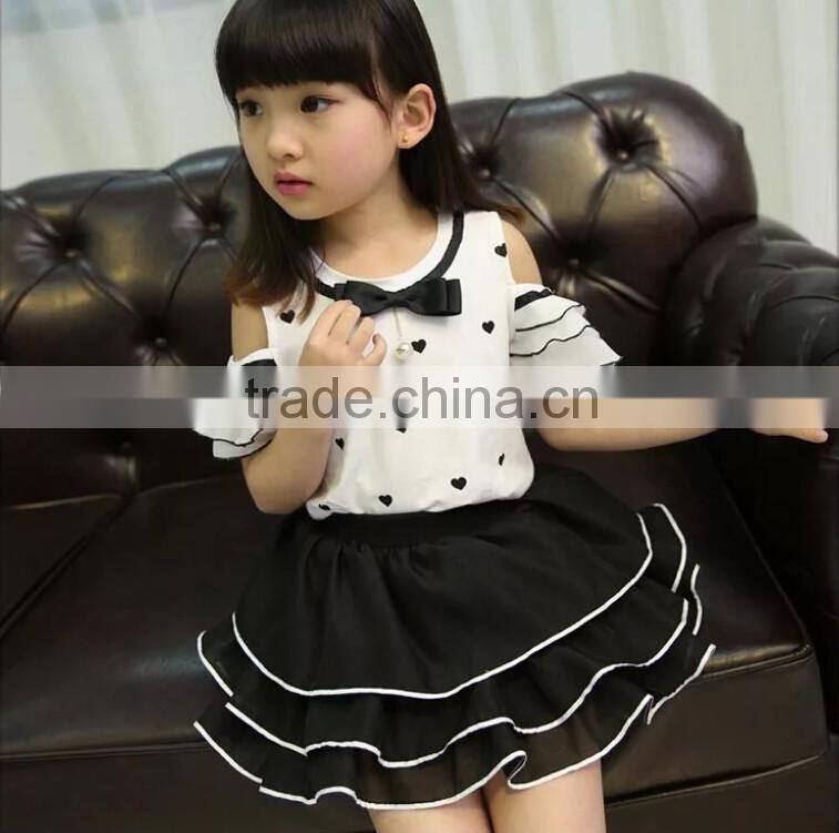 New Arrival Baby Girls Dress 2015 Pink And Red Flower With Brooch Children Party Cotton And Chiffon Dress