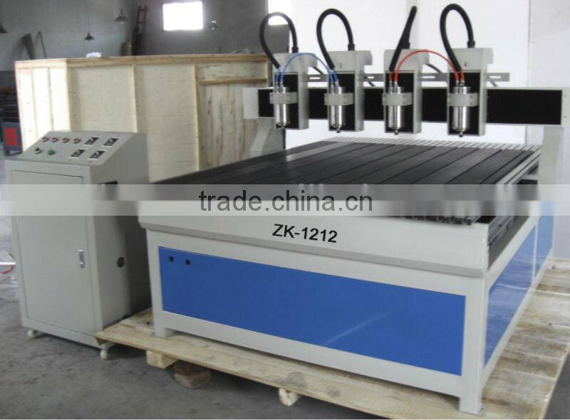 Large Advertising CNC router machine with for heads ZK-1212-4