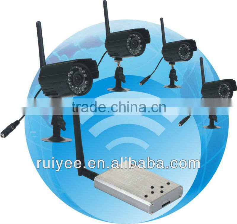 RY-001 2.4G Digital Wireless Video 4CH Camera USB Receiver DVR Home Security CCTV System