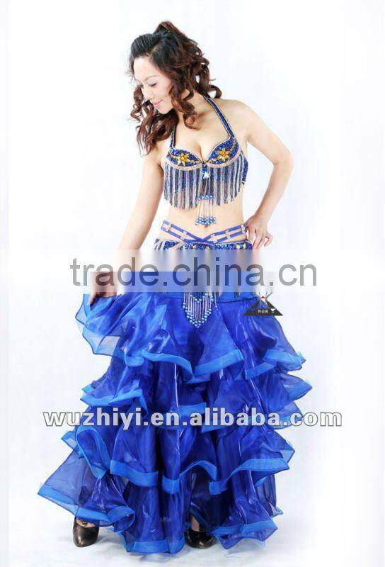 Sexy belly dance layered long skirt in performance/practice wear (QC1357)