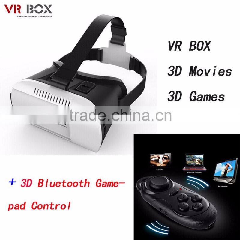 VR BOX Virtual reality headset 3D Glasses VR Google Cardboard Glasses For iPhone For Samsung 3D Video Glasses+Game Controller