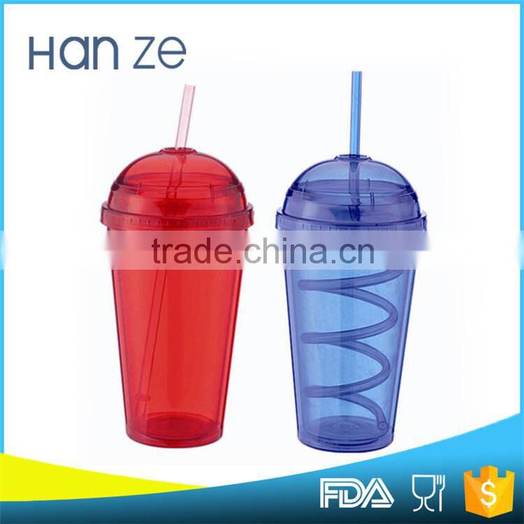 Hot sales colorful clear plastic drinking water bottle wholesale with straw