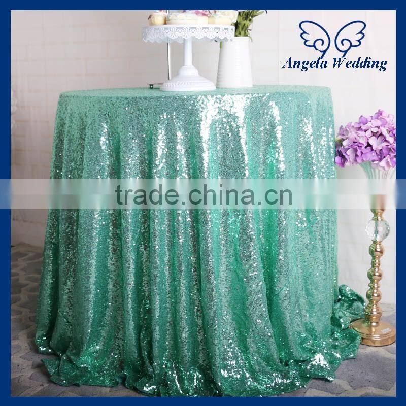 SQ001MA Whole sale low price metallic mesh sequence wedding mint green sequin table cloth
