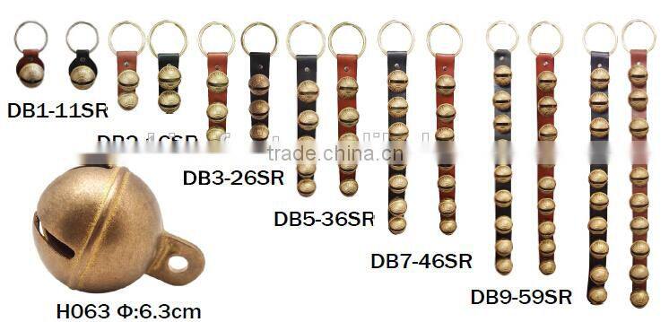 hanging door bells made of solid brass with leather strap
