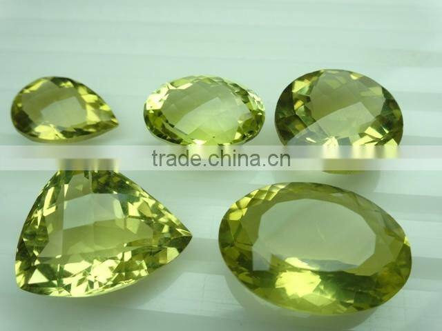 lemon green quartz, lemon quartz cut stone