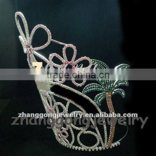 Beauty big flower design rhinestone pageant crown