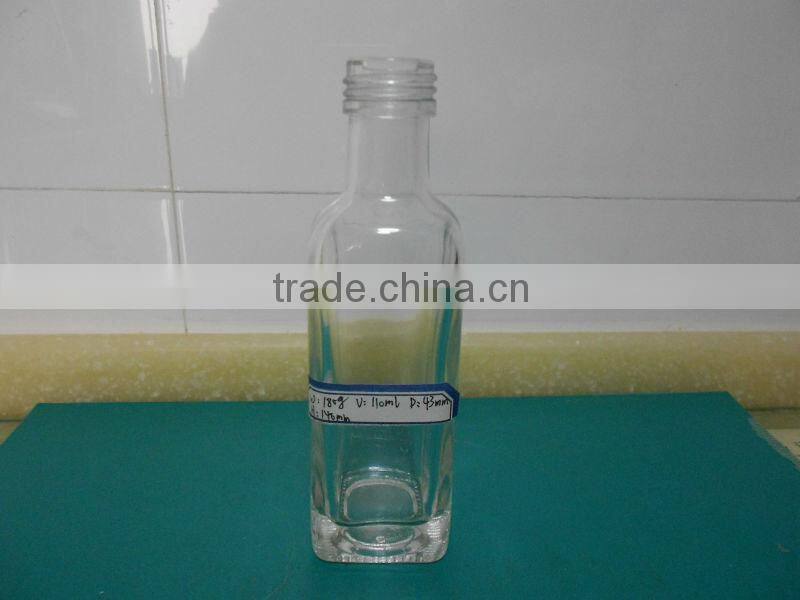 110ml clear square glass olive oil bottle