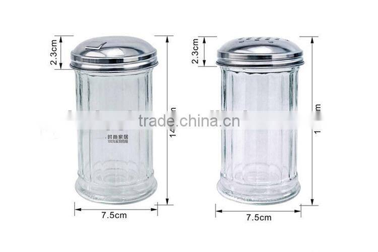 glass spice bottle with metal hole lid