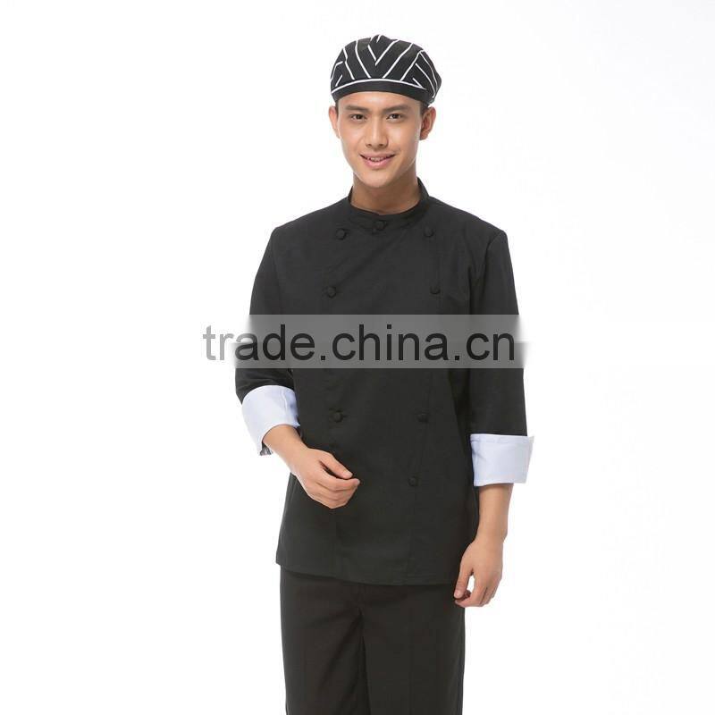 customized with good quality double breasted black chef uniform