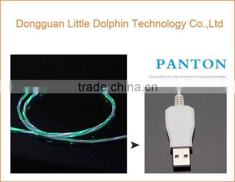 Best sellers on alibaba visible dual color LED light charging cable USB 2.0 otg cable for smartphone