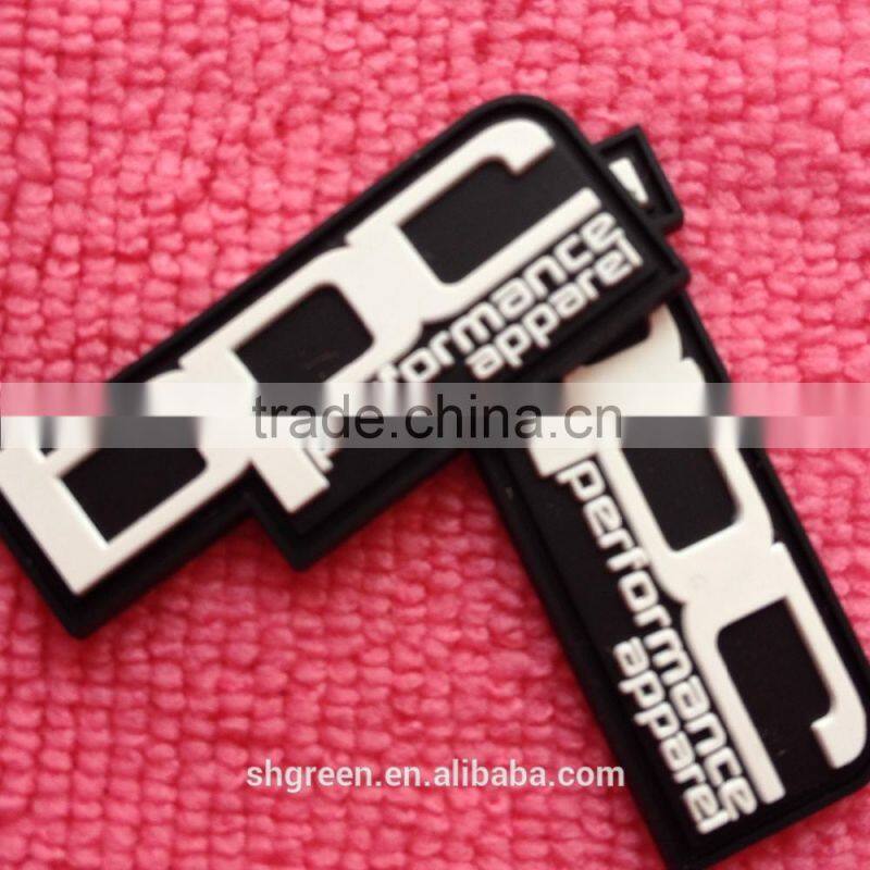 Delicate design soft feeling PVC rubber label with sewing lines border