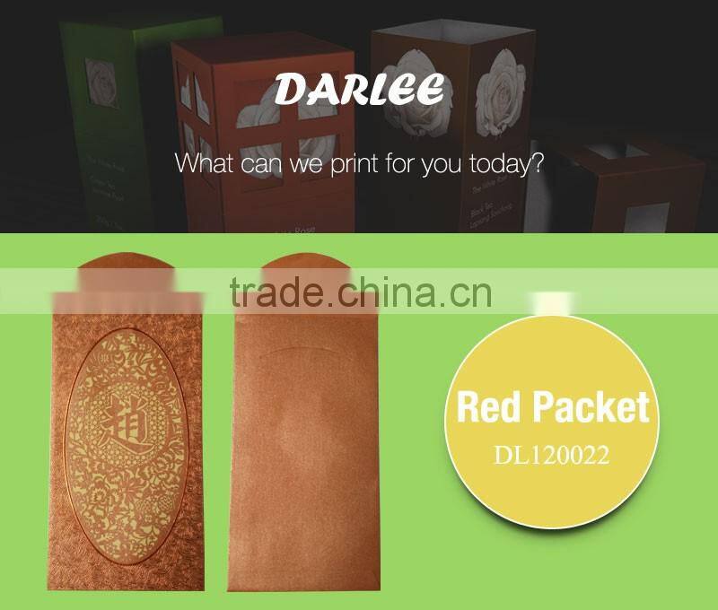 2016 Chinese new design hot stamping custom handmade luck red pockets for wedding