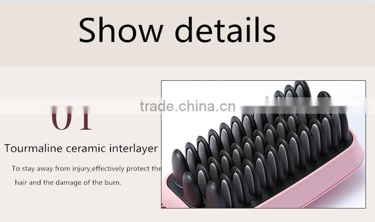 Ceramic PBT Not Hurt Anti-Scald 2 In 1 Anion Hair Straightener Brush