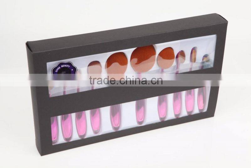 New High Quality 10pcs oval make up brush set, Oval foundation brush