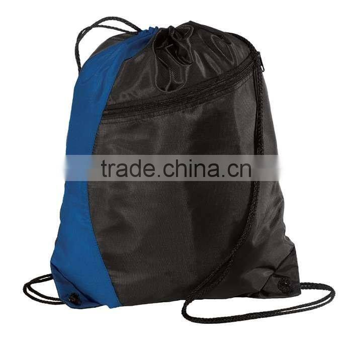 210D Polyester Colorblock Drawstring Backpack