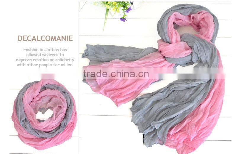 Promotion 1Dollar Scarf 2014 New Fashion Women Girls Candy Color Crinkle Long Soft Scarf Wrap Shawl Stole