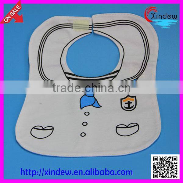 baby boy's vest bib with printed tie and button