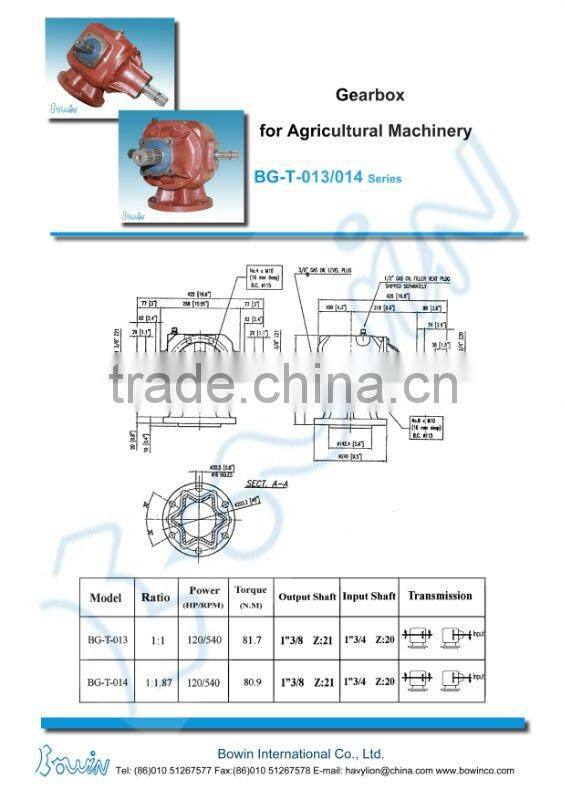 BG-T-013/014 Series Agricultural Gearbox