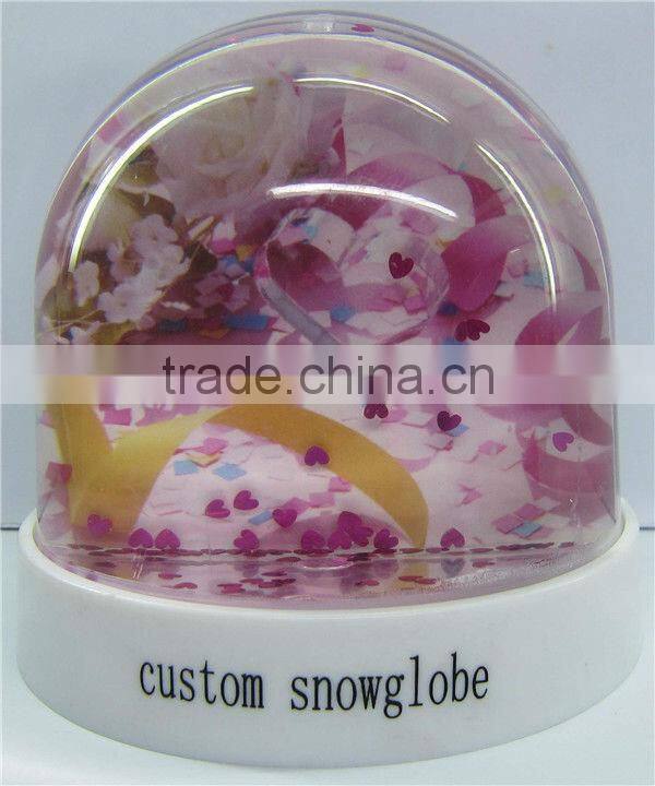 Plastic love flower photo holder snow globes