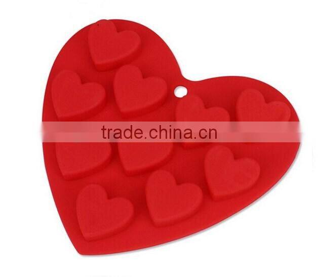 10-Capacity Heart Shape Silicone Cake Mold,Soap Cookie Chocolate Candy Cake Pan