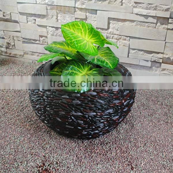 Wholesale curved square pebbles fiberglass decorating flower pots