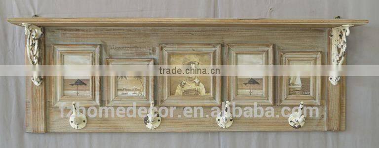 antique hanging wooden wall shelf with distressing