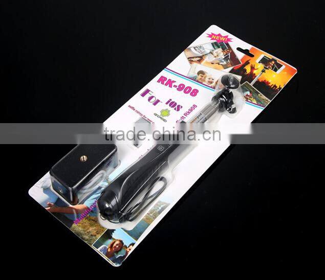 Bluetooth monopod equipped wih professional tripod, selfie monopod with mirror, with zoom function RK908