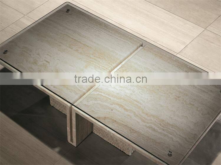 luxury living room furniture centre glass coffee table with marble base